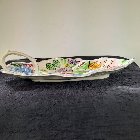 Vintage Blue Ridge Southern Potteries Summertime Leaf Serving Dish Handle TN, US - Picture 7 of 9